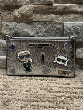 Karl Lagerfeld Silver & Iridescent Pin Wallet